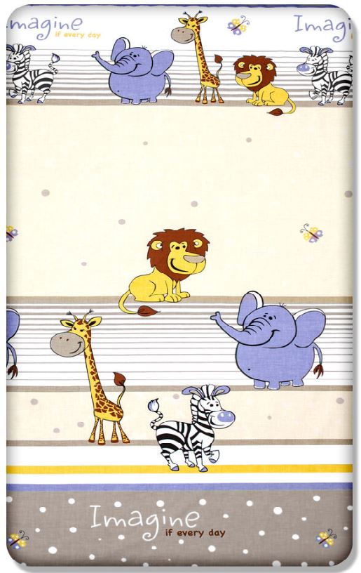 Baby Fitted Cot Sheet Printed Design 100% Cotton Mattress 120X60 cm Safari Beige - MyHappy Baby