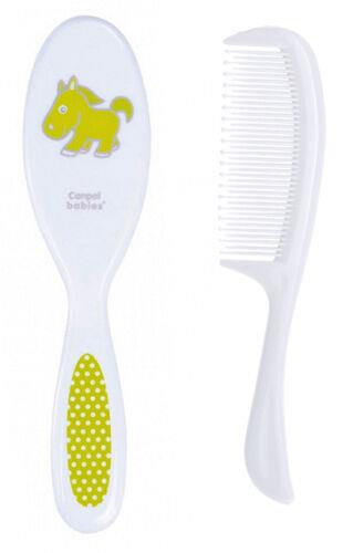 Hair Brush And Comb Canpol Grooming Set Soft Gentle 2 In 1 Green Pony