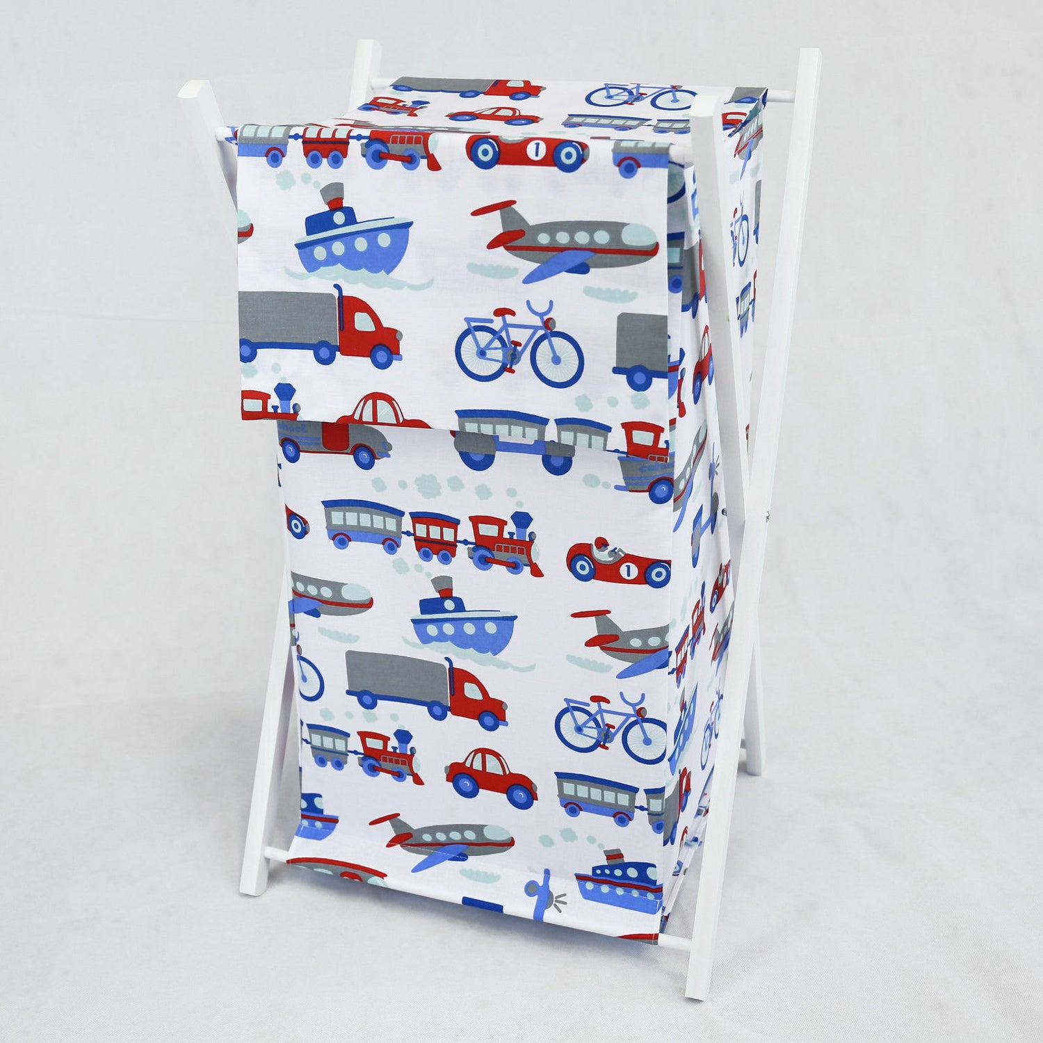 Laundry Basket with white wooden frame and storage removable linen VEHICLES