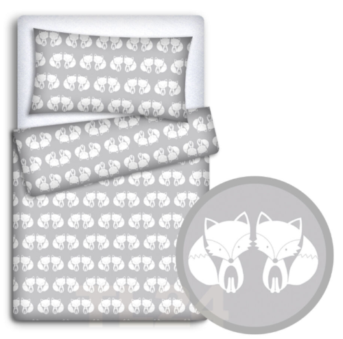 Bedding Set 4Pc Fit Kids Junior Bed 150X120 Fox Grey