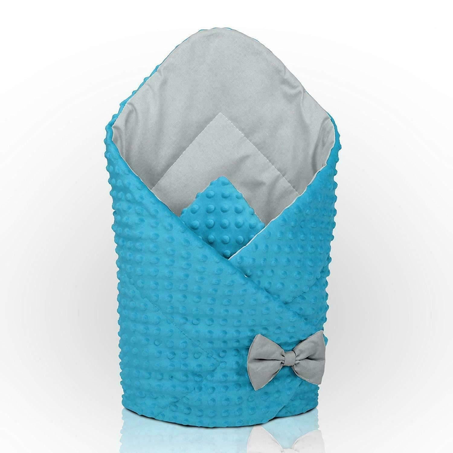 Baby Swaddle Wrap Newborn Dimple Cotton Infant Bedding Turquoise/ Grey