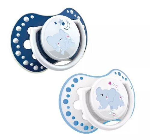 LOVI Dynamic Soother Silicone 6-18m Dummy 2 pcs Elephant blue
