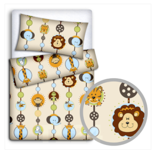 2pc Baby Filled Bedding Set Duvet Pillow 100% Cotton For Cot 120X60 JUNGLE