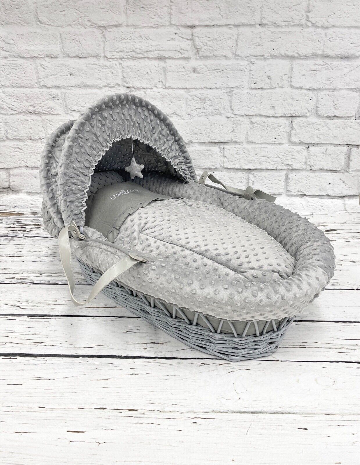 Bedding Set Moses Basket - 3 Piece - Grey Dimple