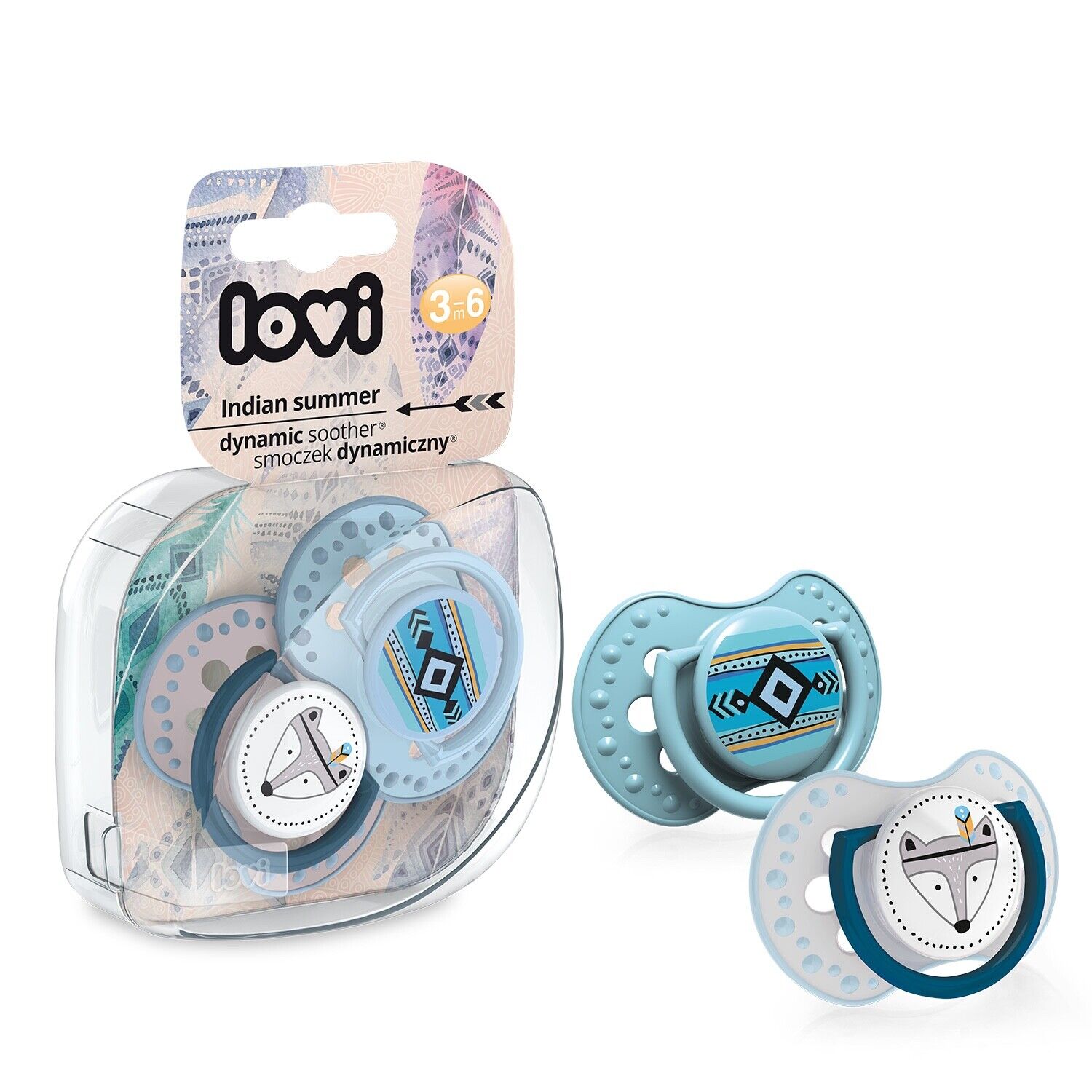 LOVI Dynamic Soother Silicone 3-6m Dummy 2 pcs Boy Indian Blue