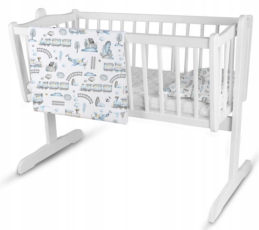Baby Bedding 2pc Set fit Cradle/Moses basket/Pushchair 70x80cm Retro Locomotive