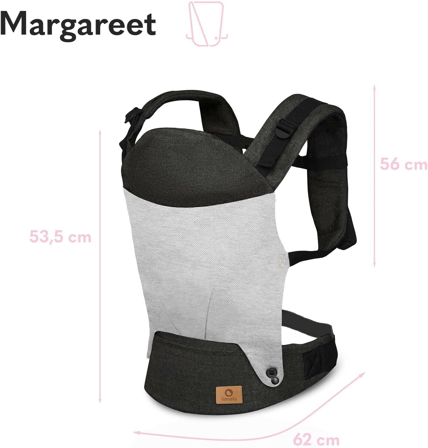 Lionelo Baby Carrier Margareet 3 Carrying Positions Belt Urban Gray