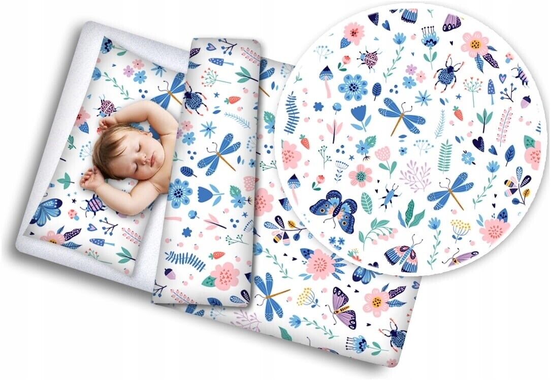 6Pc Baby Bedding Set Bumper All-round Pillow Duvet Fit Cot 120x60cm On the Meadow