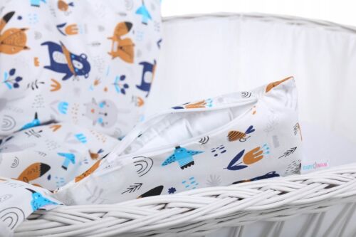 Baby Bedding Set 3pc fit Crib 70x80cm Bumper 260cm Cotton Animals Navy