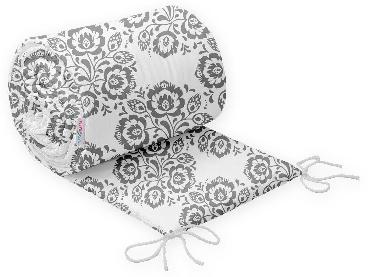 Padded Bumper all-round to Fit Baby Cot all-round Cotton 360cm Folklore grey