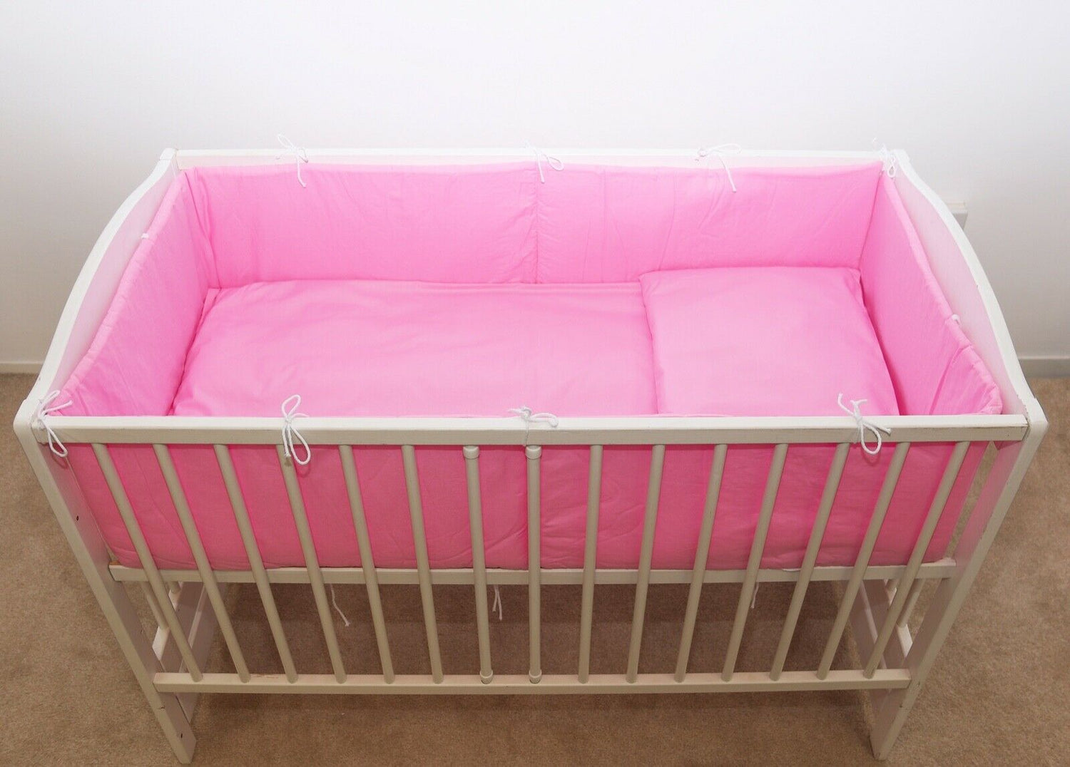 Baby Bedding Set 5pc bumper all around Cotton to Fit Cot 120x60 Pink