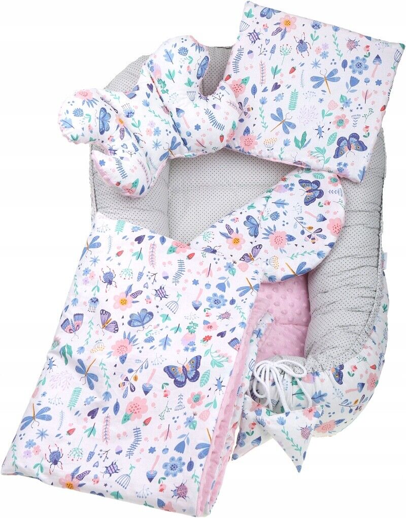 Baby Soft Cocoon 6pc Double-sided Infant Nest Bed Cushion On the Meadow/ Dots