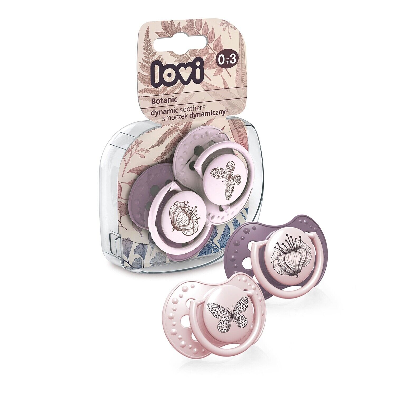 LOVI Dynamic Soother Silicone 0-3m Dummy 2 pcs Girl Botanic