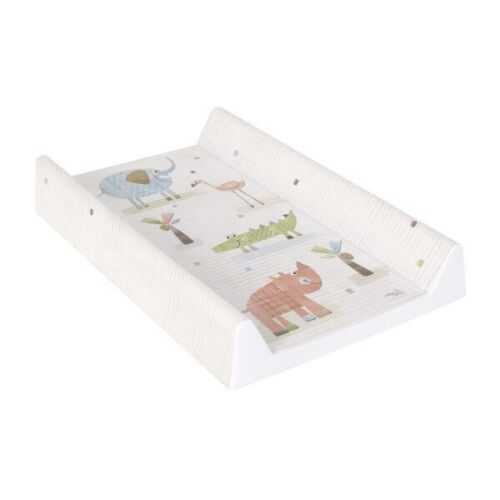 Baby Changing mat Hard Base Nursery Padded 70x50cm Fit Cot Gang Elephant ecru