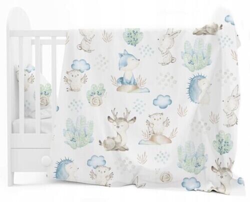 5Pc Baby Bedding Set Bumper Pillow Duvet Fit Cot 120x60cm Wolf In The Forest
