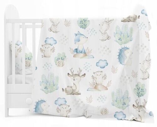 5Pc Baby bedding set bumper pillow duvet Fit Cot 120X60 Wolf in the Forest