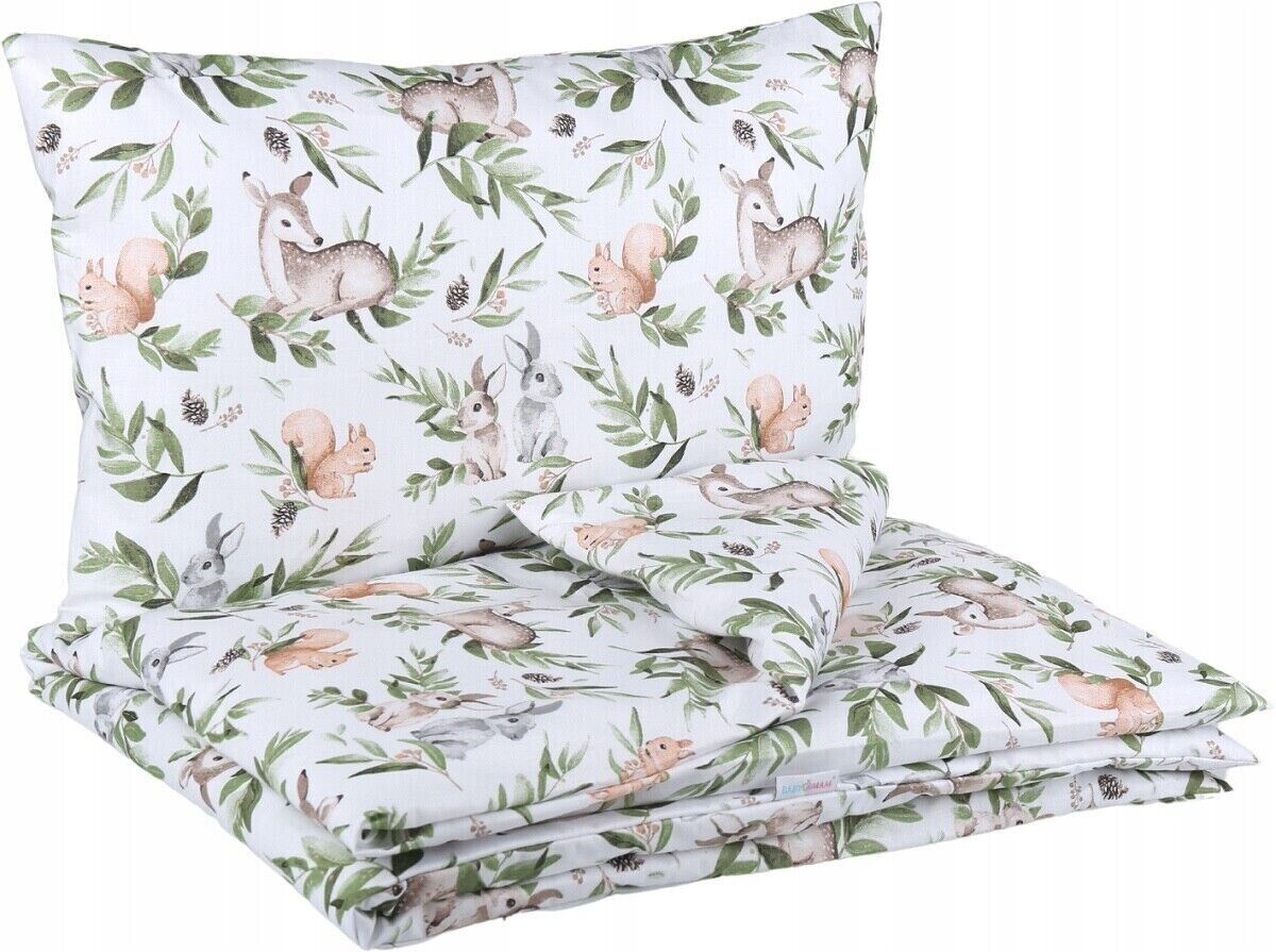 5Pc Baby Bedding Set Bumper ALL-ROUND Pillow Duvet Fit Cot 120x60cm Green Glade