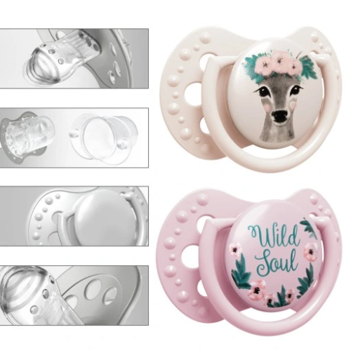 LOVI Dynamic Soother Glow in Dark Silicone 0-2m Dummy 2 pcs Girl wild soul