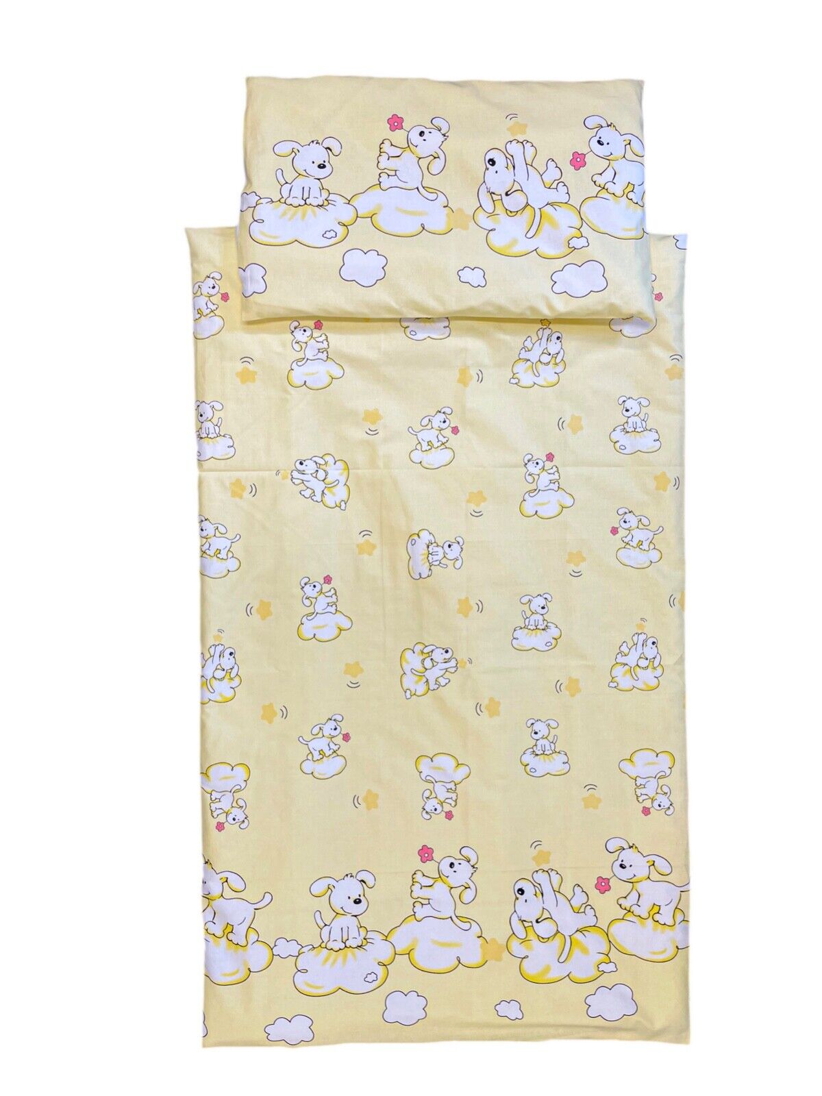 Toddler Bedding Set 2pc Duvet Cover Set 100% Cotton 150x120cm Puppy cream