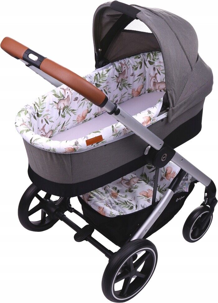 Carrycot cover Double-sided Liner Pushchair Pram Green Glade/Grey
