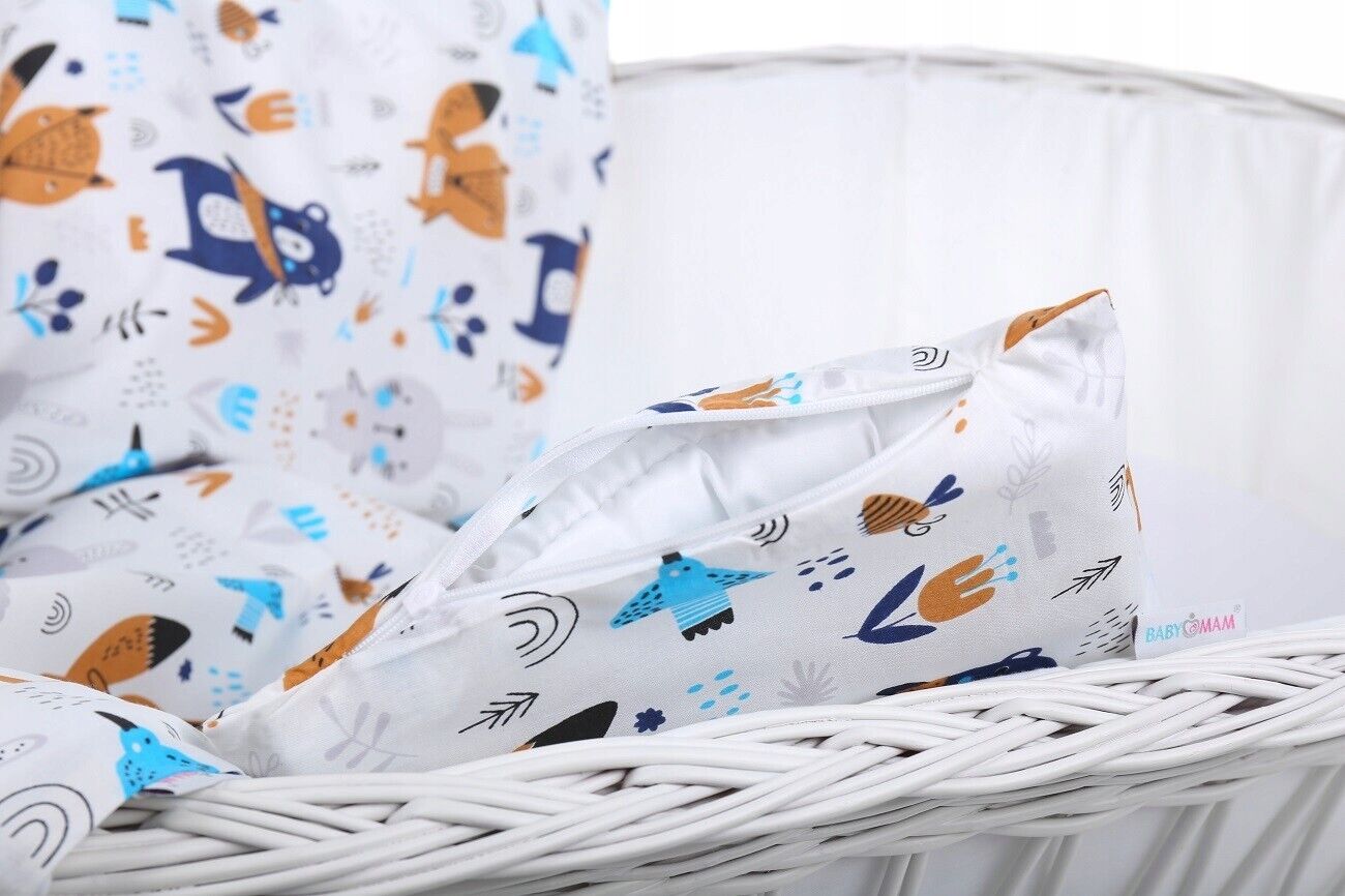 Baby Bedding Set 5pc Nursery Cotton Pillow Duvet Bumper 70x80cm Animals Navy
