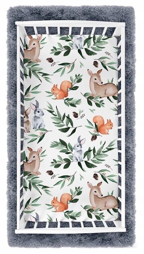 Fitted Sheet 140x70cm 100% Cotton for Baby cot bed Green Glade