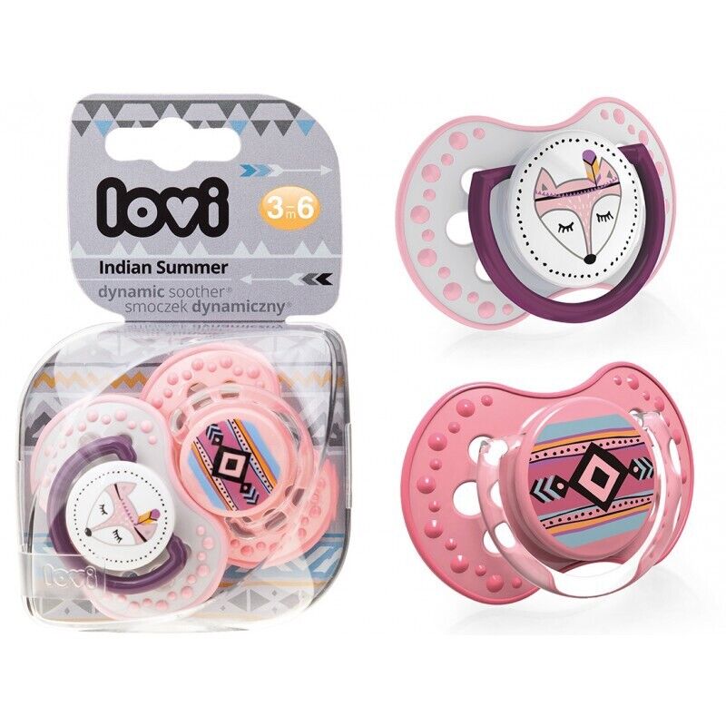 LOVI Dynamic Soother Silicone 3-6m Dummy 2 pcs Girl Indian Pink