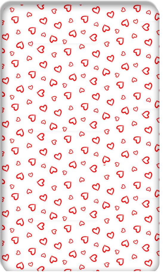 100% cotton fitted sheet printed design for baby crib 90x40cm Red hearts on white