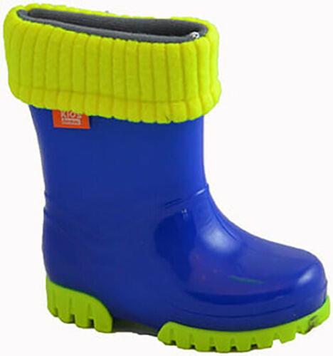 Wellies Kids Rain Snow Boots Removable Inner Lining Socks Wellington Blue Lux