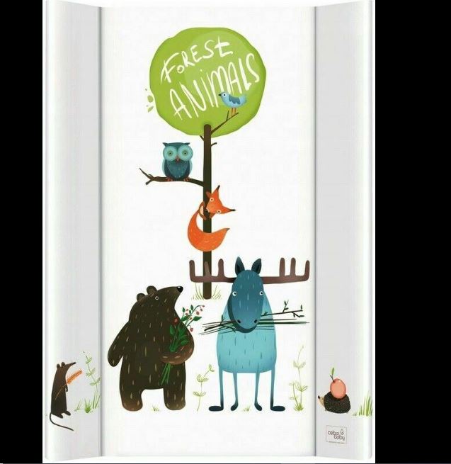 Baby Changing Mat Hard Base 80X50cm Fit To Cot Bed 140X70cm Forest Animals