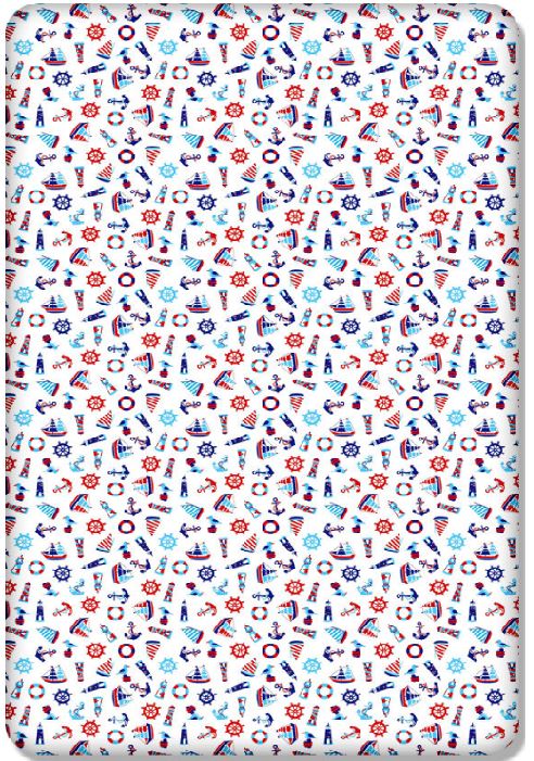 100% cotton fitted sheet printed design for baby crib 90x40cm Marine