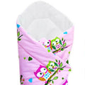 Baby Swaddle Wrap Newborn Bedding Blanket 100% Cotton Sleeping Bag Owls Pink