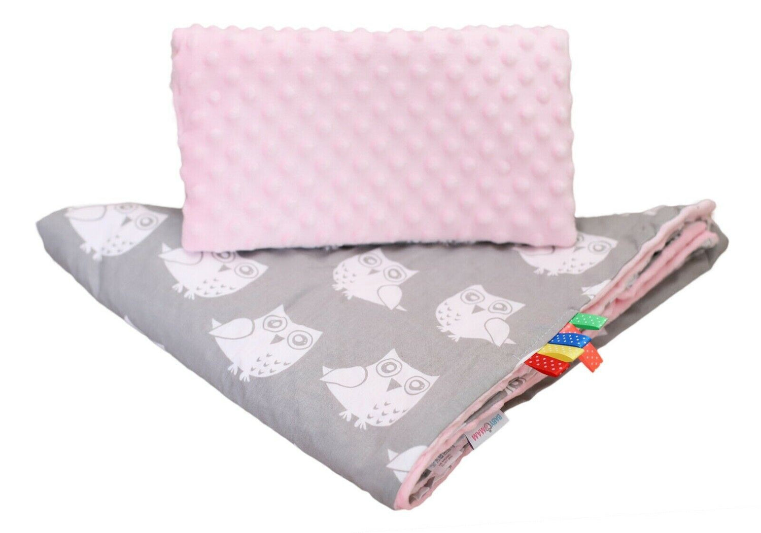 Warm Baby Blanket Dimple Quilt Pillow 100X75 Light Pink - Owls Grey