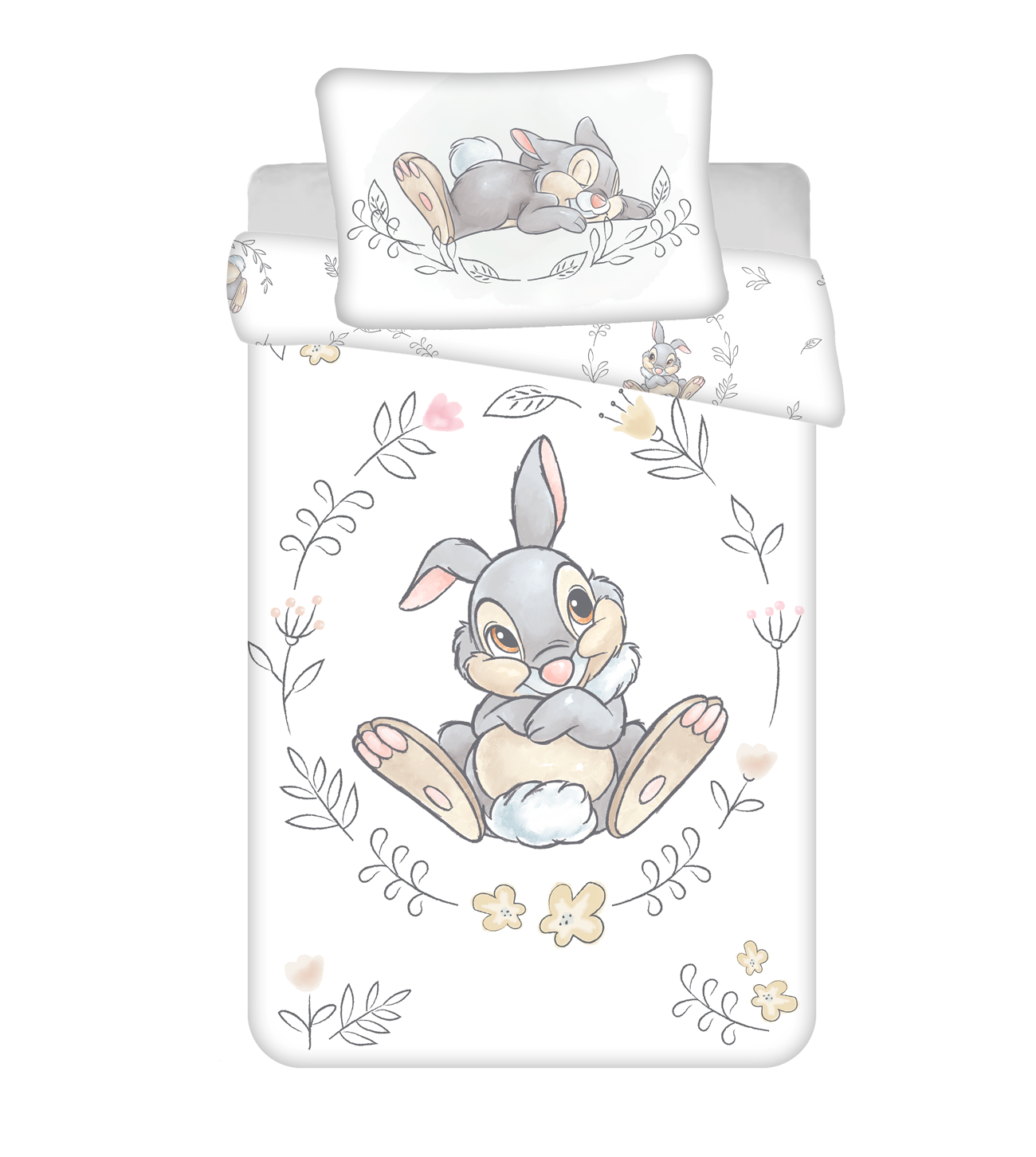 2pc Baby Duvet Cover Bedding Set Reversible Cotton Disney Rabbit White 135x100cm