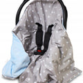 Baby Blanket Car Seat Reversible Wrap Plush Soft Double Sided Cotton 100x100cm Blue-White Stars On Grey