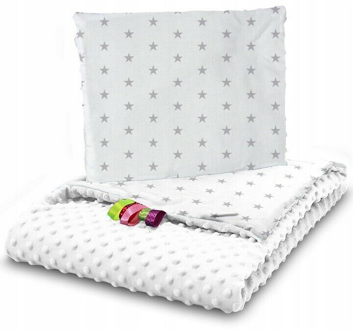 Warm Baby Blanket Dimple Quilt Pillow 100X75cm White - Small Grey Stars On White