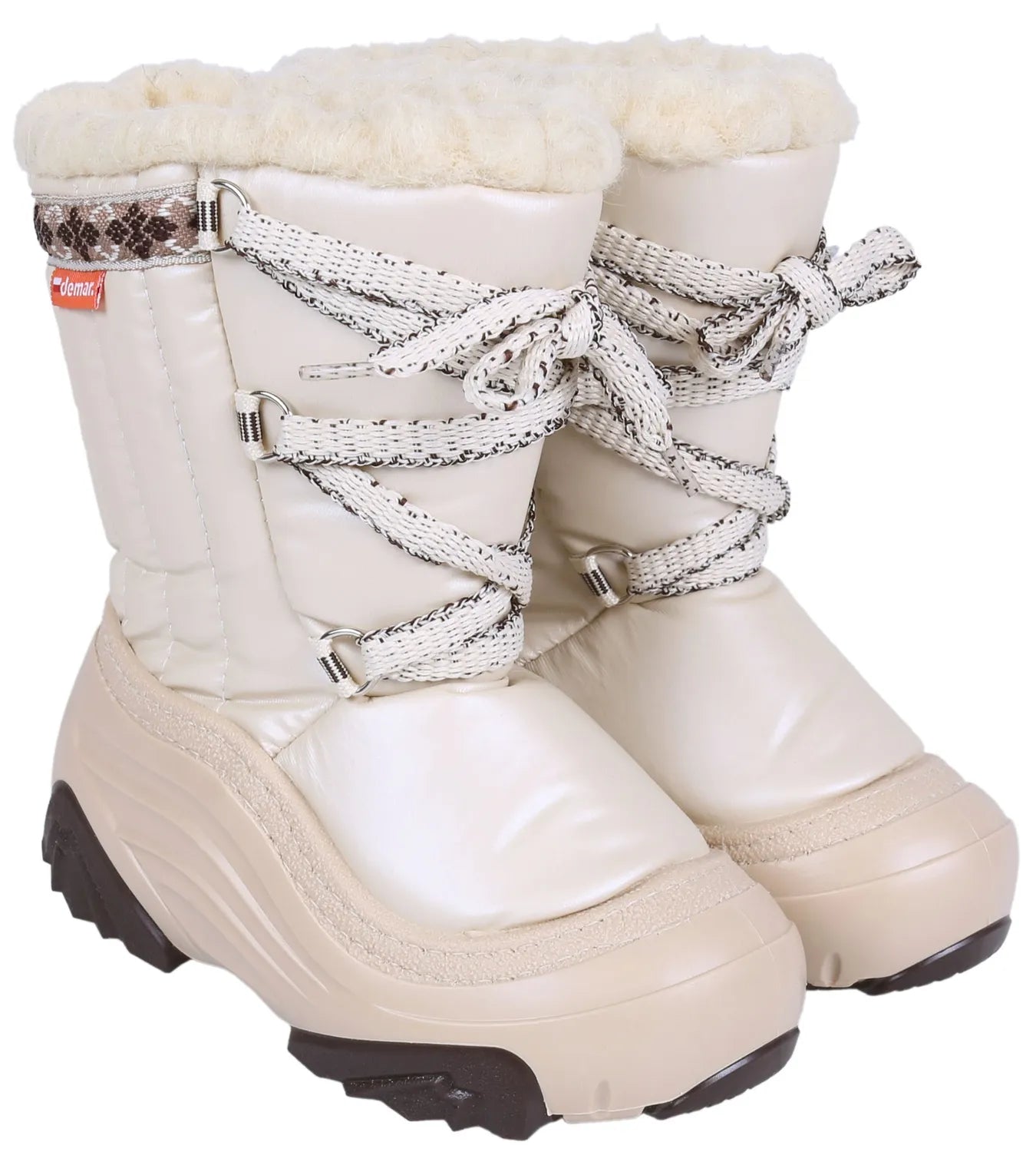 DEMAR Baby Kids Snow Winter Boots Woollen Fur - Cream