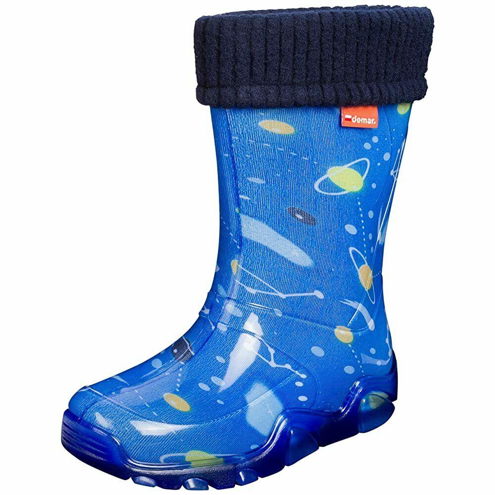 Wellies Kids Rain Snow Boots Removable Inner Lining Socks Wellington Space