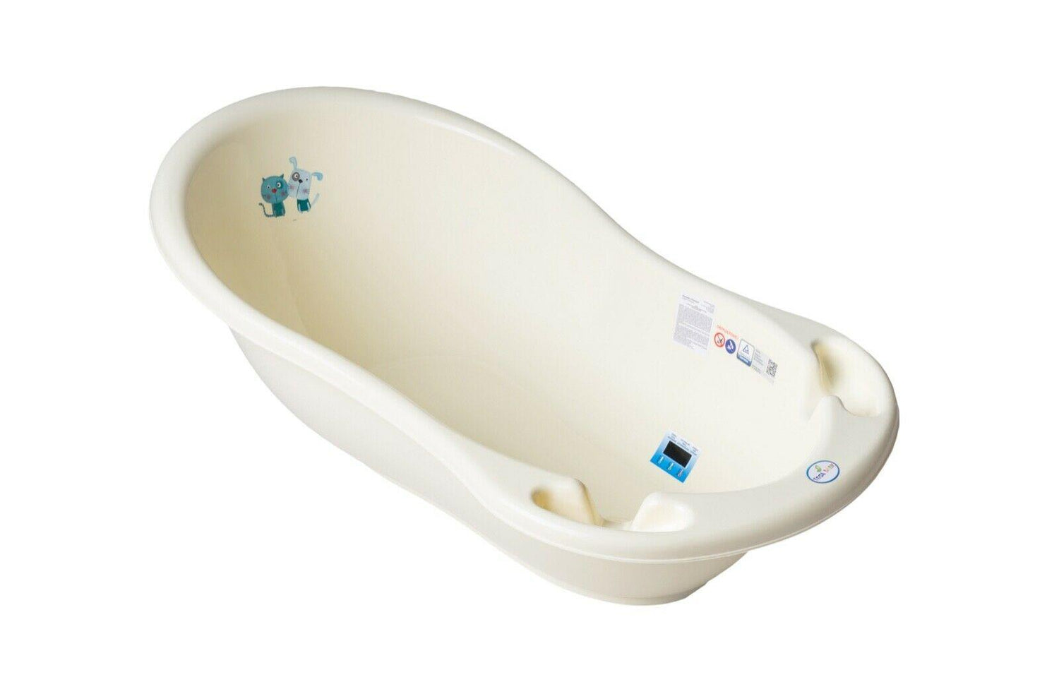 Baby bathtub with drainage hole and plug for bathing TEGA BABY - Dog & cat yellow