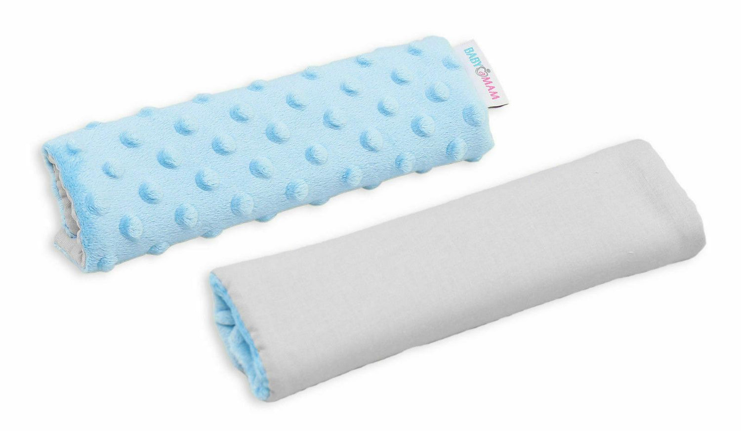 Dimple Belt Cover Car Seat Pram Pad Shoulder Soft Strap 2 Piece Blue / Grey