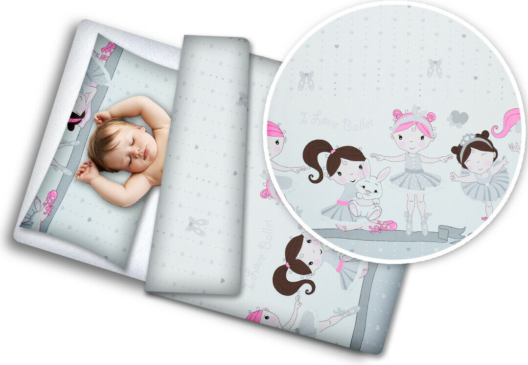 Bedding Set 4Pc Fit Kids Junior Bed 150X120 Ballerina Grey