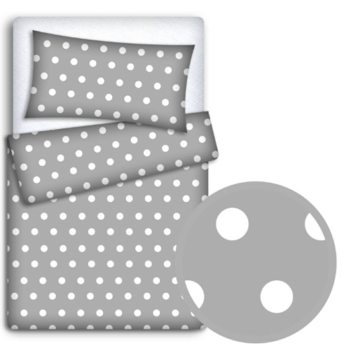 Bedding Set 4Pc Fit Kids Junior Bed 150X120 Dots Grey