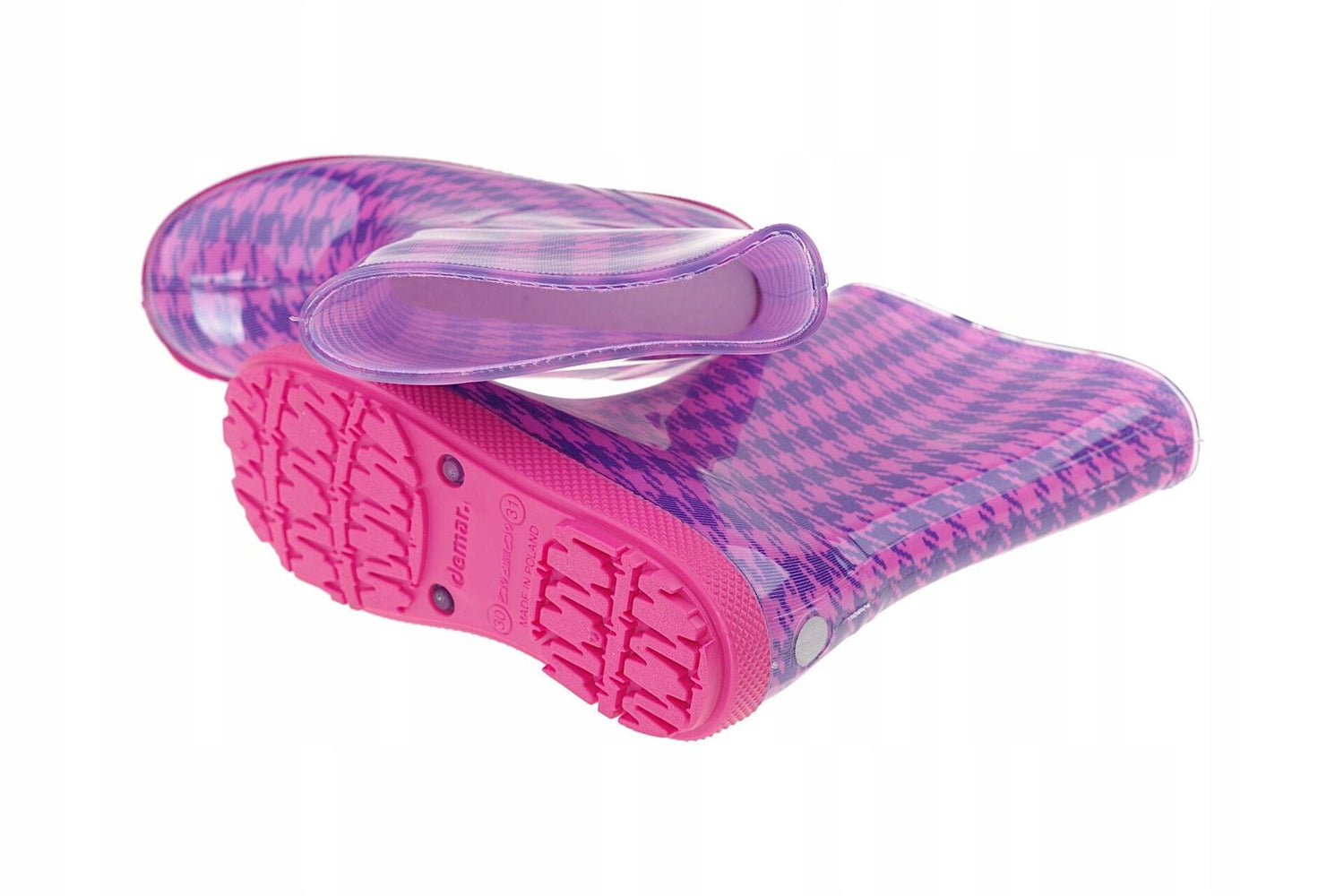 Wellies Kids Rain Snow Boots Removable Inner Lining Socks Wellington Pink Check