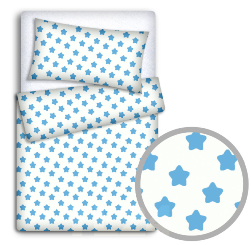 Bedding Set 4Pc Fit Kids Junior Bed 150X120 Big Turquoise Stars
