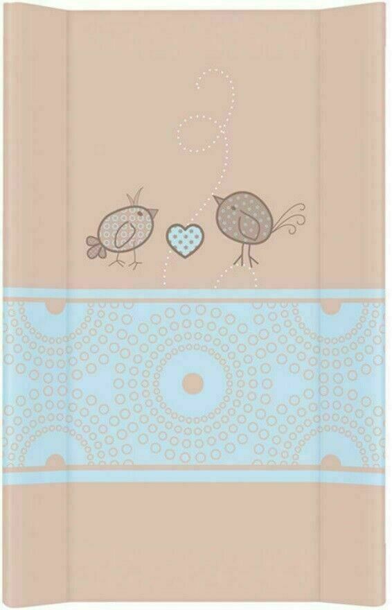 Baby changing mat padded hard base 70x50cm fit to Cot 120x60cm Birds Brown