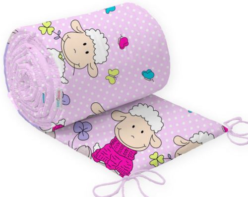 Cot Liner To Fit Baby Cot Bed All-Round Cotton 420cm Sheep Pink