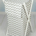 Laundry Basket with white wooden frame and storage removable linen ZIG ZAG