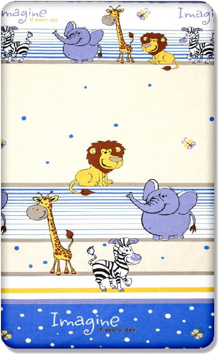 Baby Fitted Cot Bed Sheet Printed 100% Cotton Mattress 140X70cm Safari Blue