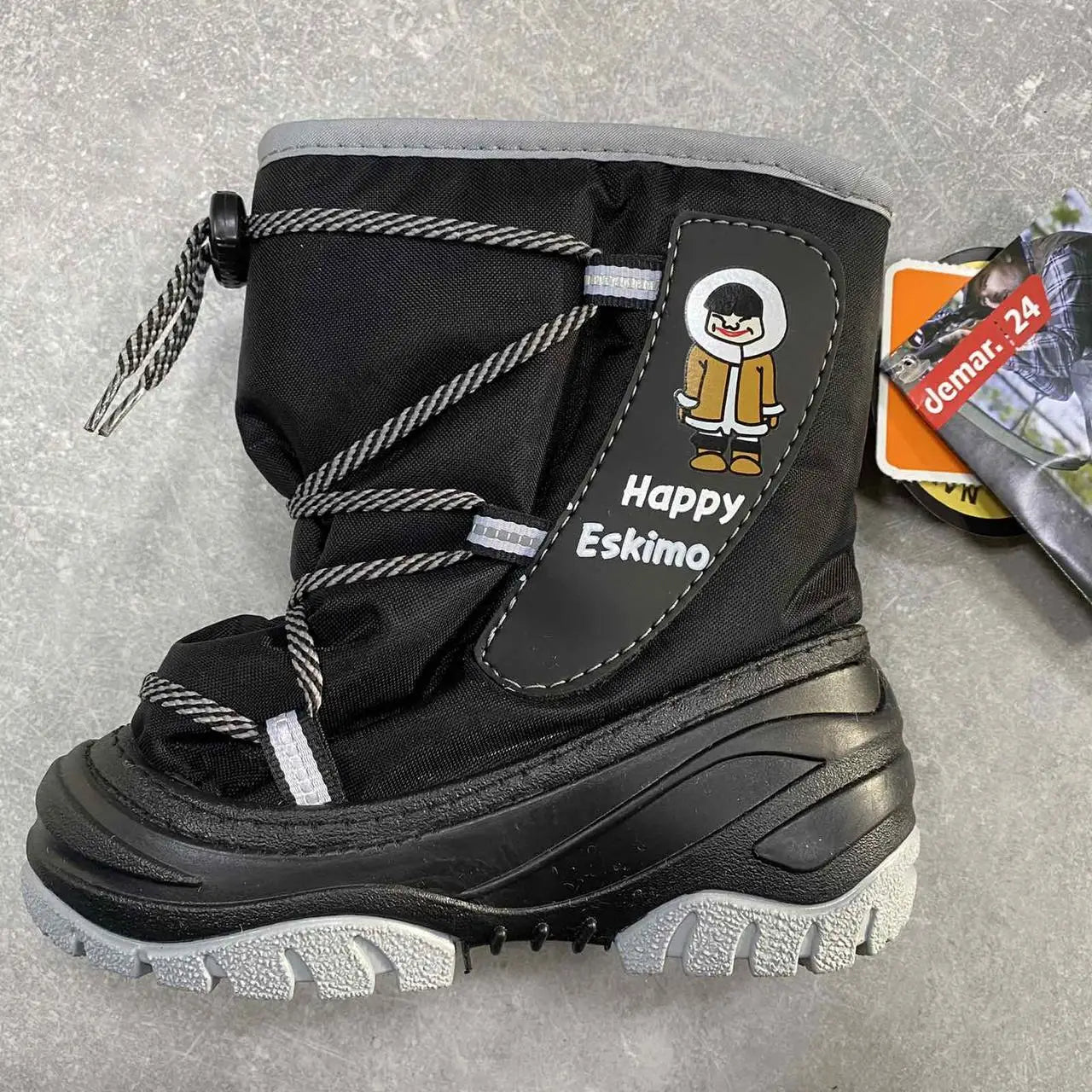 DEMAR Baby Kids Snow Winter Boots Woollen Fur - Happy Eskimo Grey