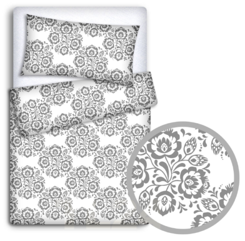 Bedding Set 4Pc Fit Kids Junior Bed 150X120 Folklore Grey